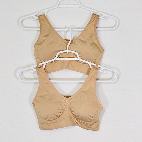 True Kind Everyday Throw-on Wireless Bralette Lot of 2 Beige Womens Large 91401 - Picture 1 of 3